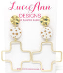 Metal Cross Earrings in White and Gold