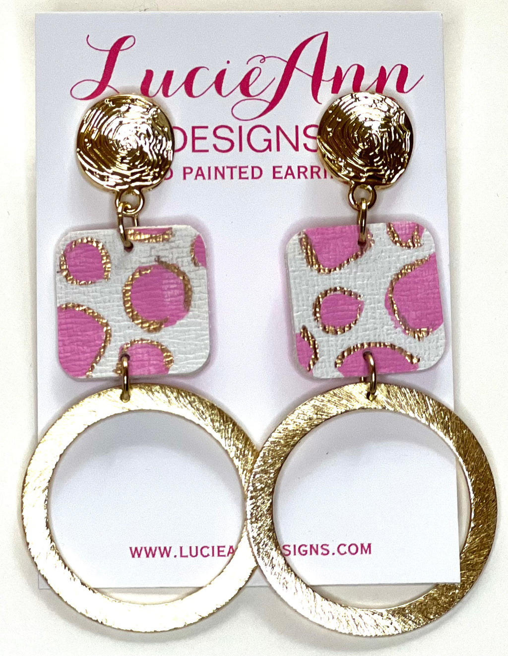 Round hoops in Cotton Candy Pink Leopard
